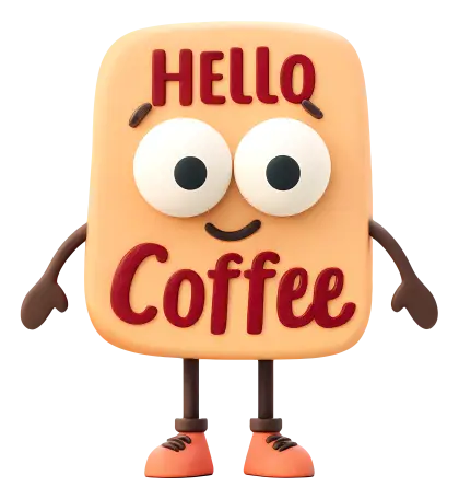Hello Coffee Cartoon Character