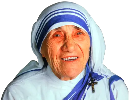 Elderly Woman in Blue and White Religious Clothing