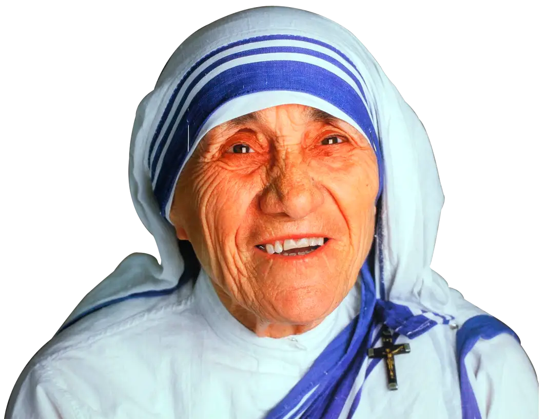 Elderly Woman in Blue and White Religious Clothing