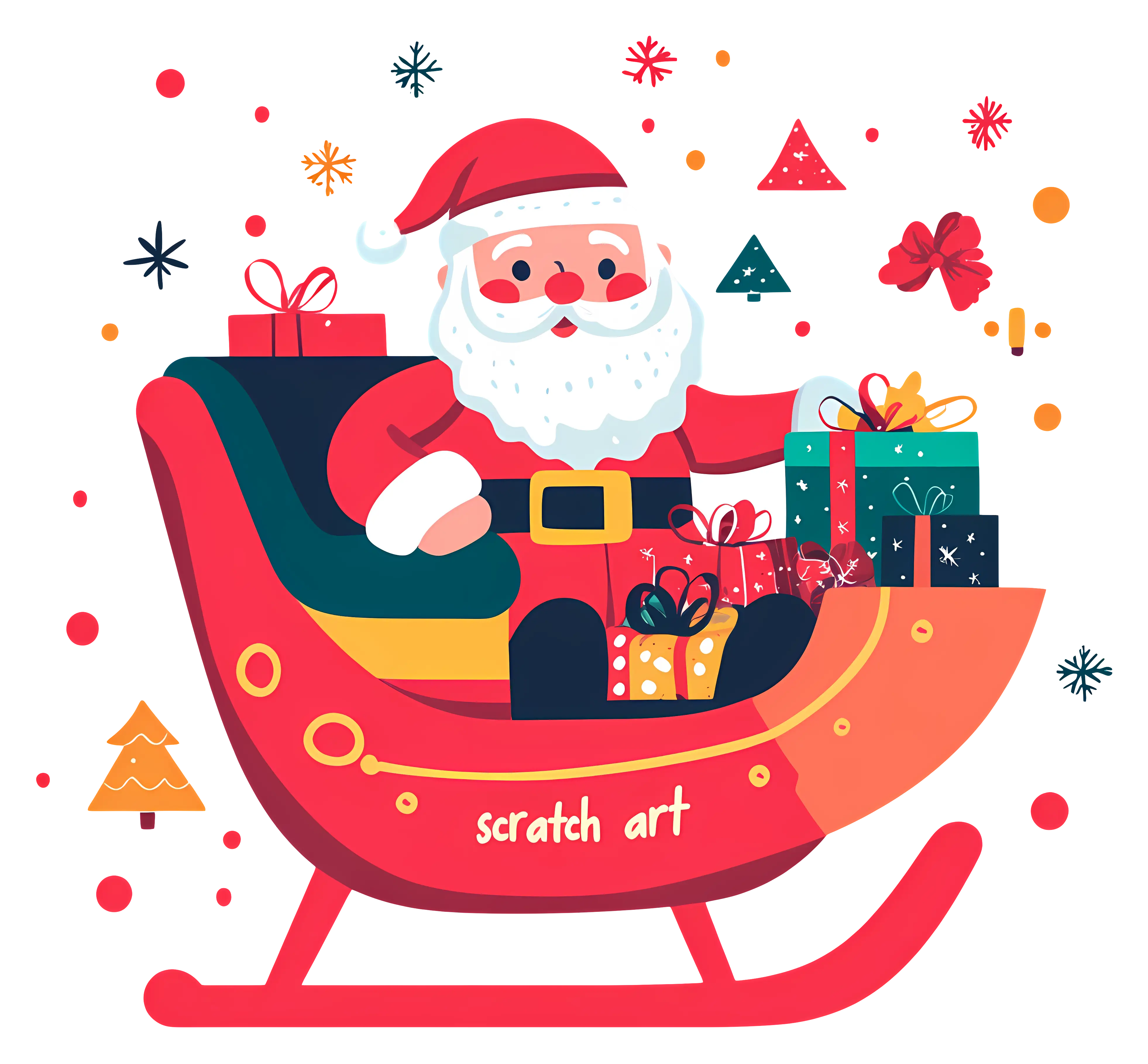 Santa Claus with Gifts in Sleigh