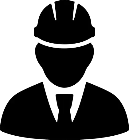 Engineer Silhouette Icon with Safety Helmet