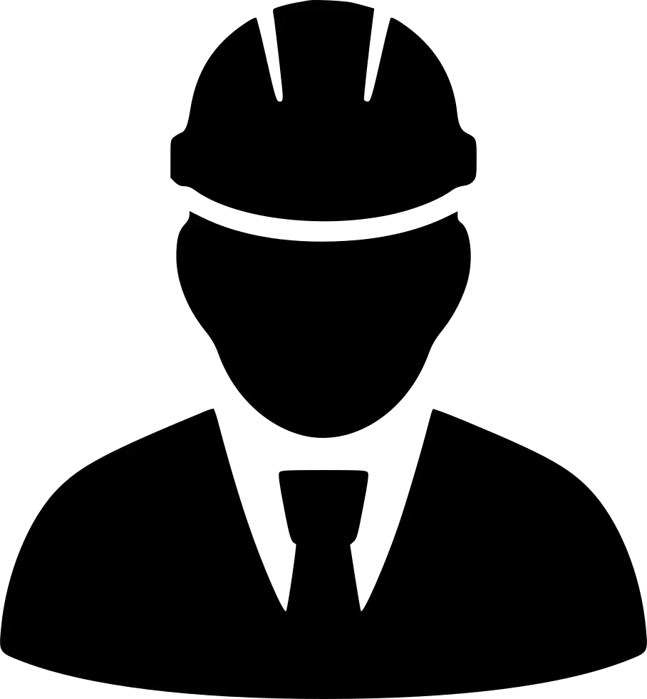 Engineer Silhouette Icon with Safety Helmet
