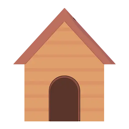 Wooden Doghouse Illustration with Brown Door