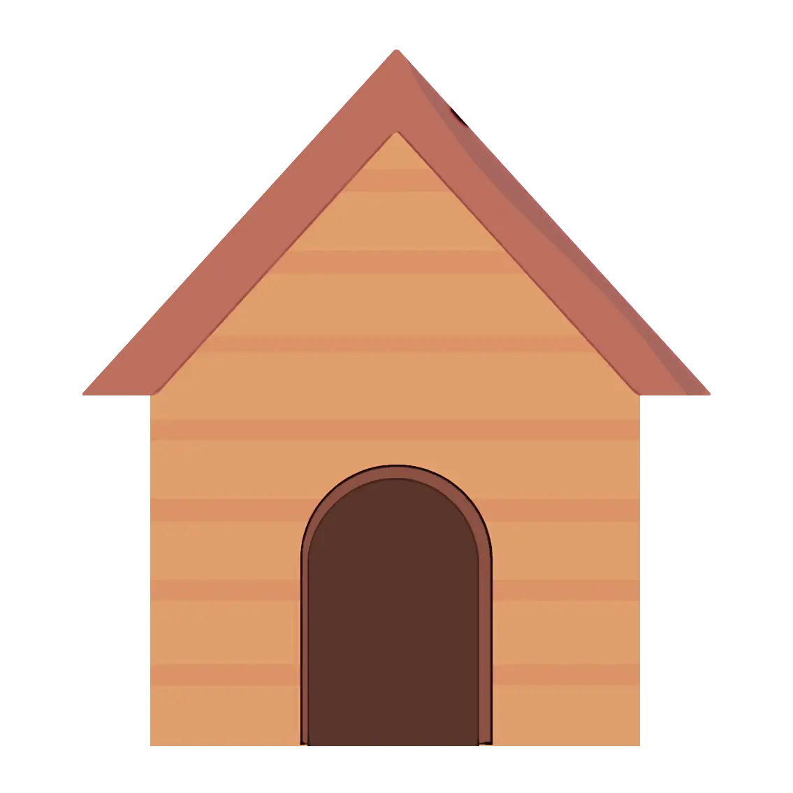 Wooden Doghouse Illustration with Brown Door