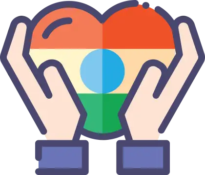 Hands Holding Heart in Flat Cartoon Style