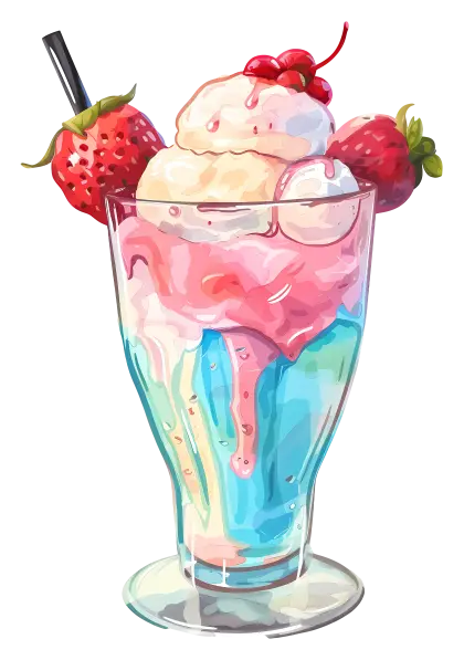 Strawberry Sundae with Cherry Garnish