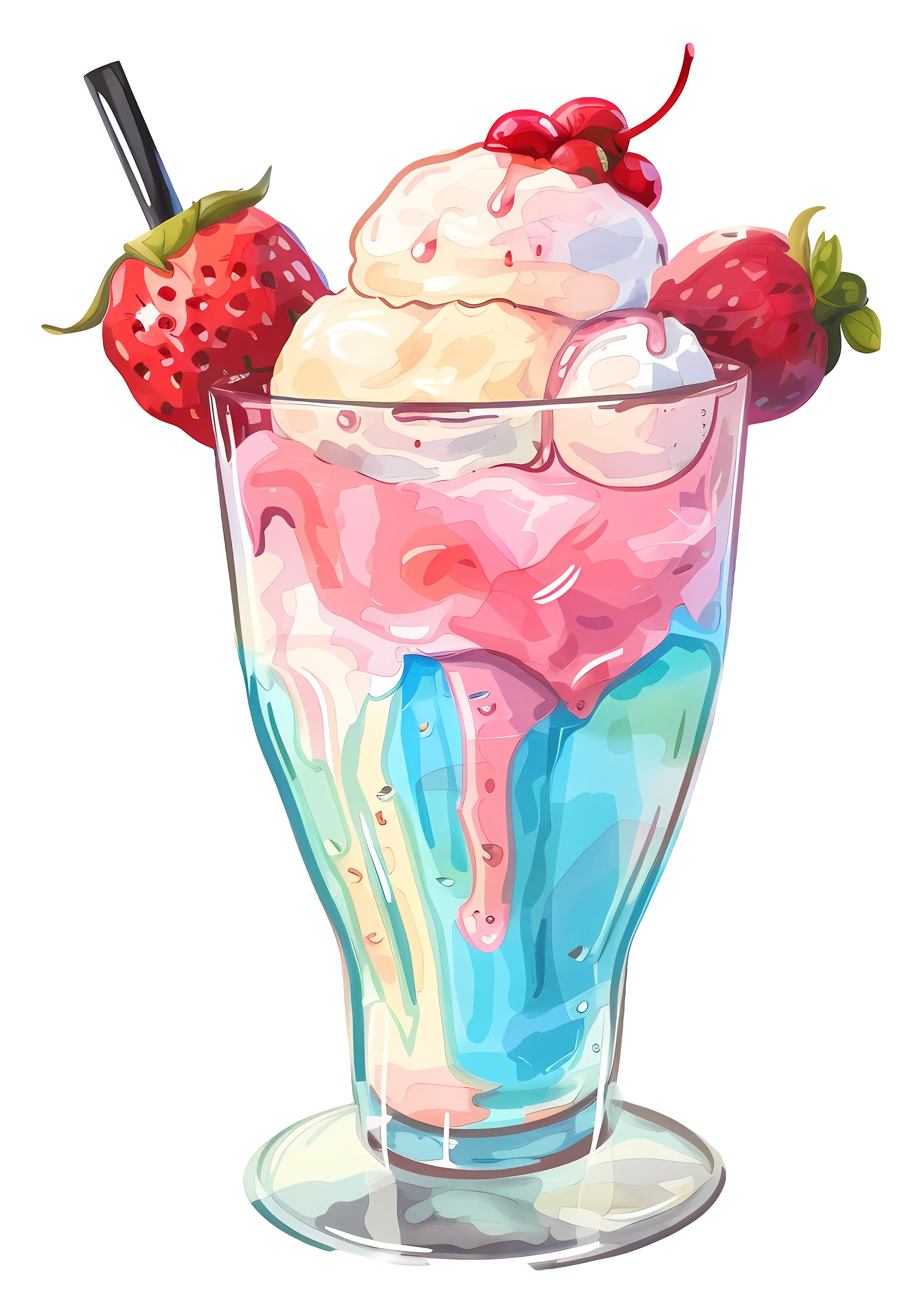 Strawberry Sundae with Cherry Garnish