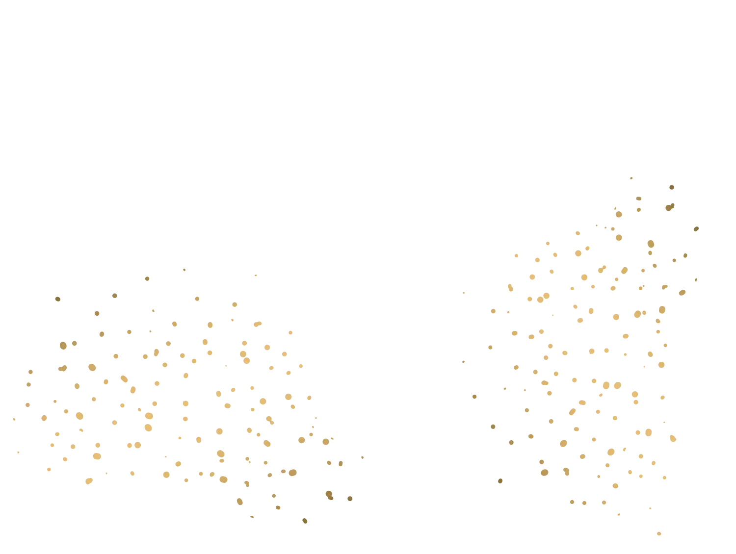 Golden Glitter Particles on Transparent Background