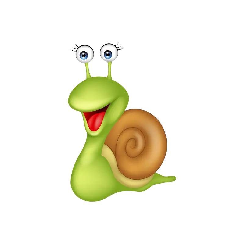 Smiling Cartoon Snail with Happy Expression