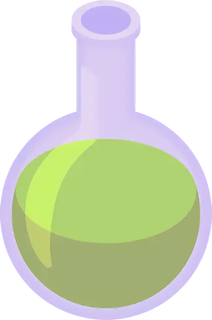 Round-Bottom Flask with Green Liquid