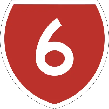 Red Shield Sign with Number 6