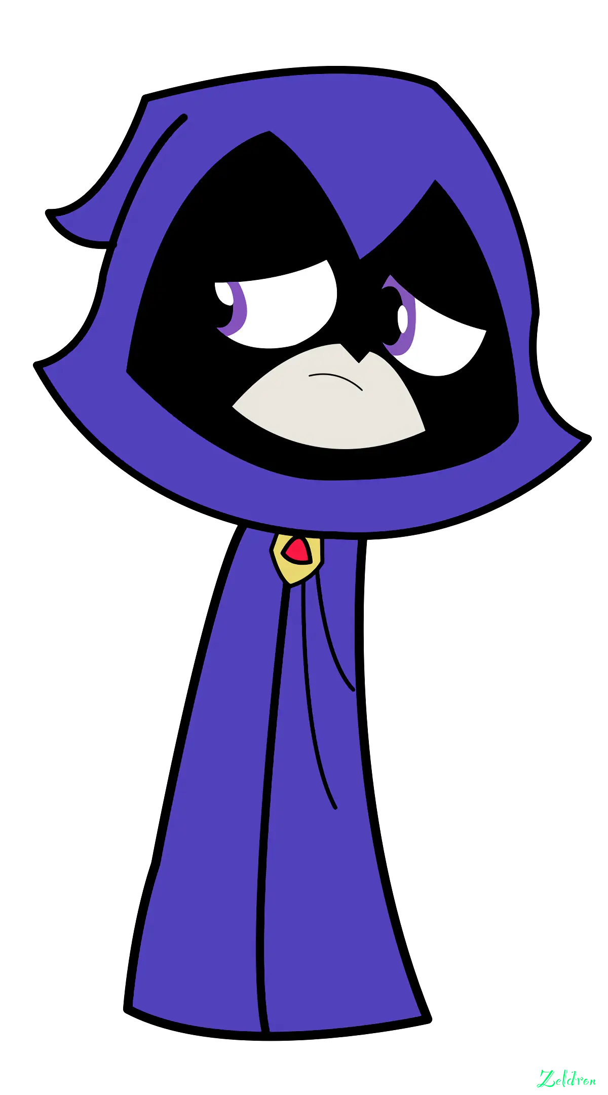 Purple Hooded Cartoon Character Illustration