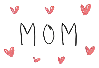 Handwritten &#039;MOM&#039; with Hearts for Motherâ€™s Day