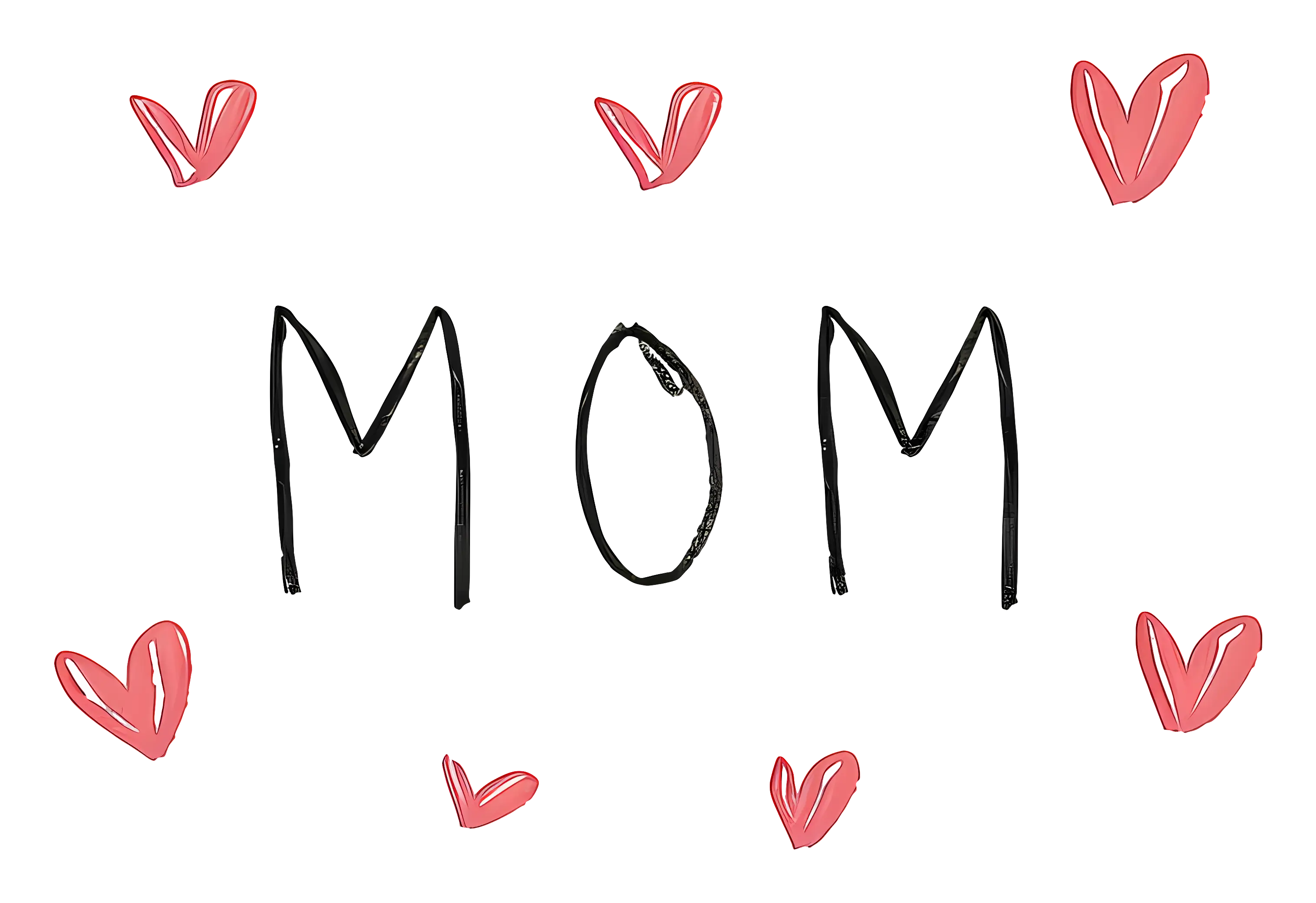 Handwritten 'MOM' with Hearts for Mother’s Day