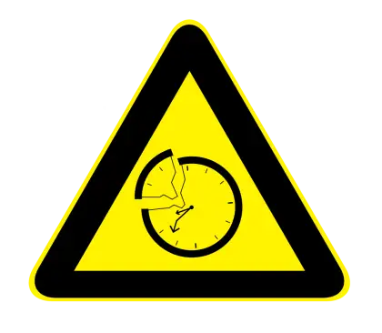 Yellow Warning Sign with Clock