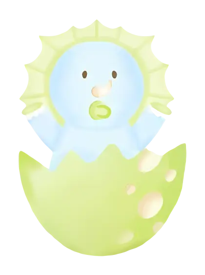 Blue Baby Dinosaur in Green Egg
