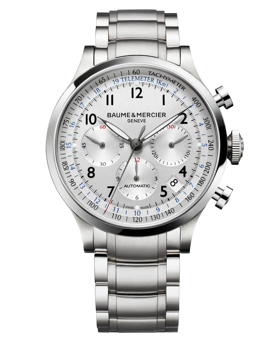 Elegant Silver Chronograph Wristwatch