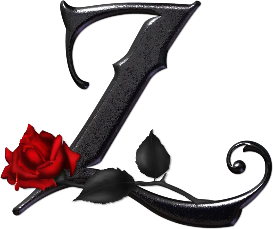 Decorative Letter 'Z' with a Rose Design