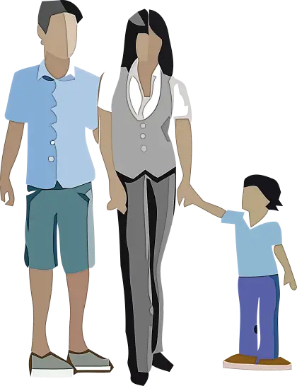 Family Illustration with Parents and Child
