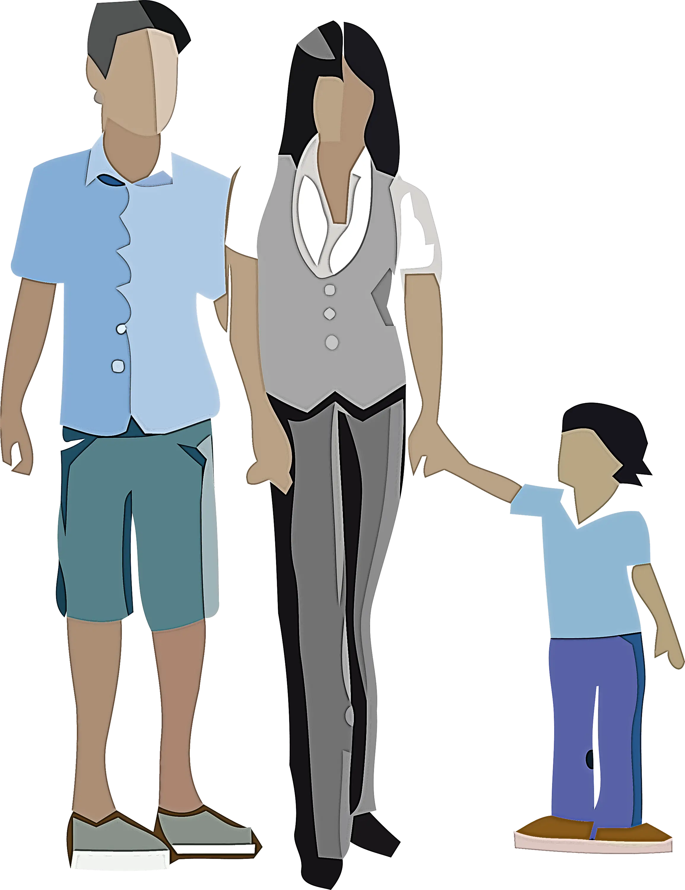 Family Illustration with Parents and Child