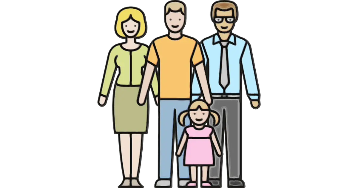 Cartoon Family Illustration with Four Members