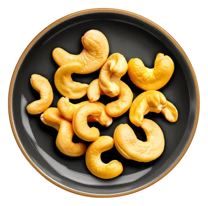 Cashew Nuts Served in a Black Bowl