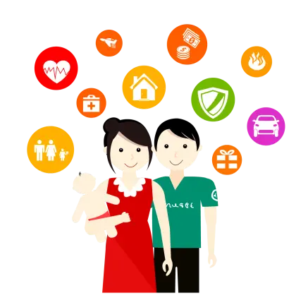 Family Protection with Insurance Concept Icons