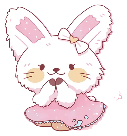Cute White Bunny with Pink Dress