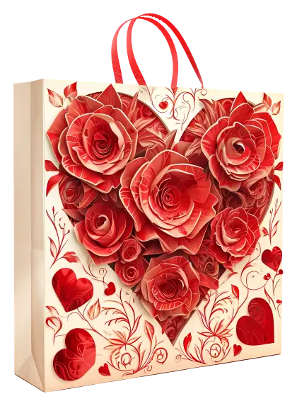 Valentine&#039;s Gift Bag with Red Roses Design