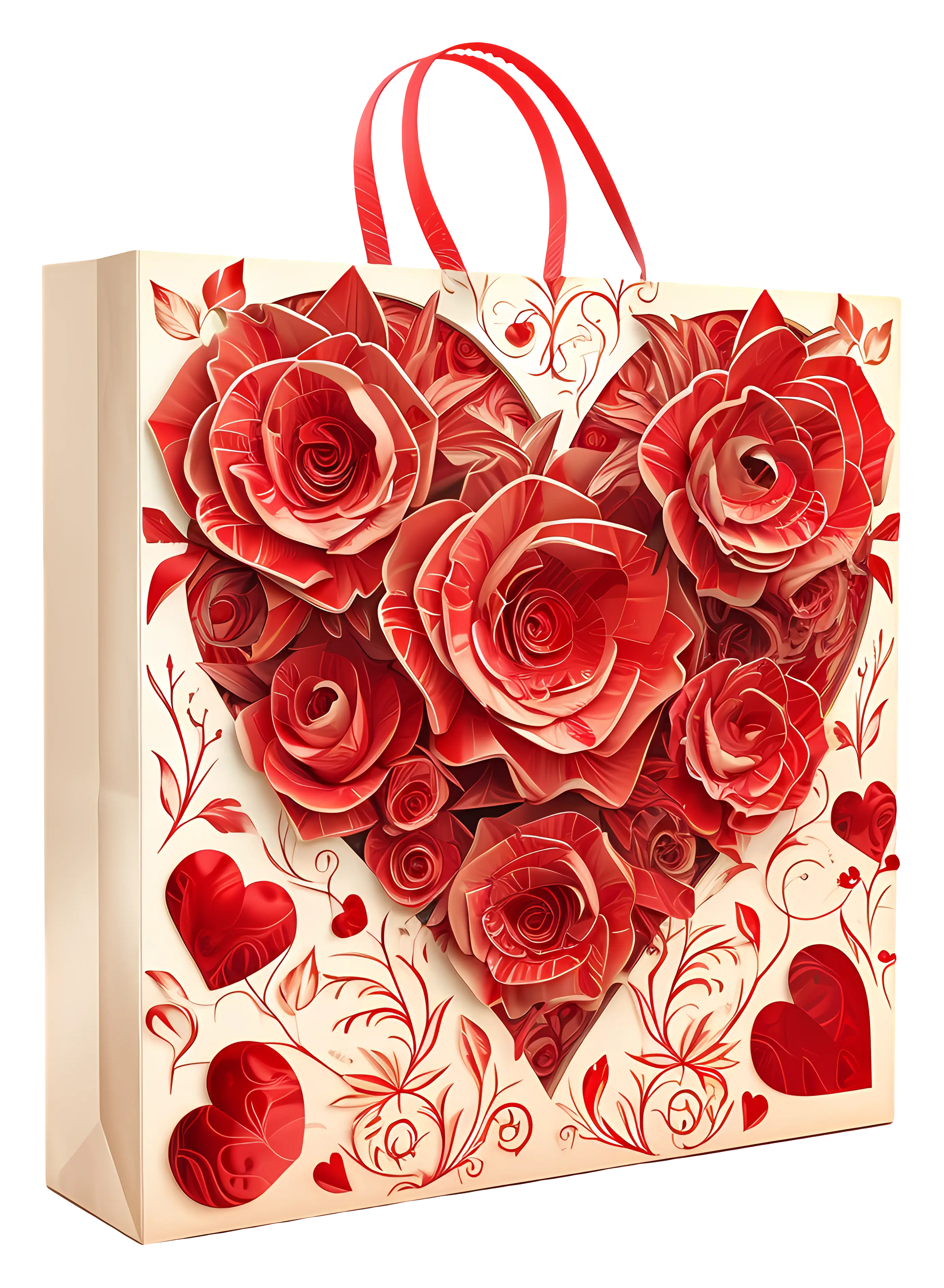Valentine's Gift Bag with Red Roses Design