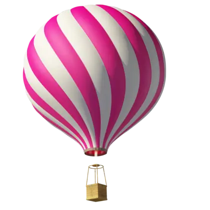 Pink and White Striped Hot Air Balloon