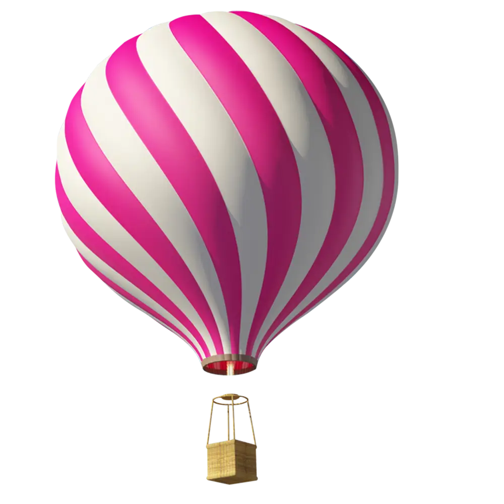 Pink and White Striped Hot Air Balloon