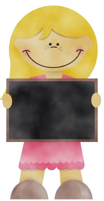 Smiling Blonde Girl Holding Blackboard