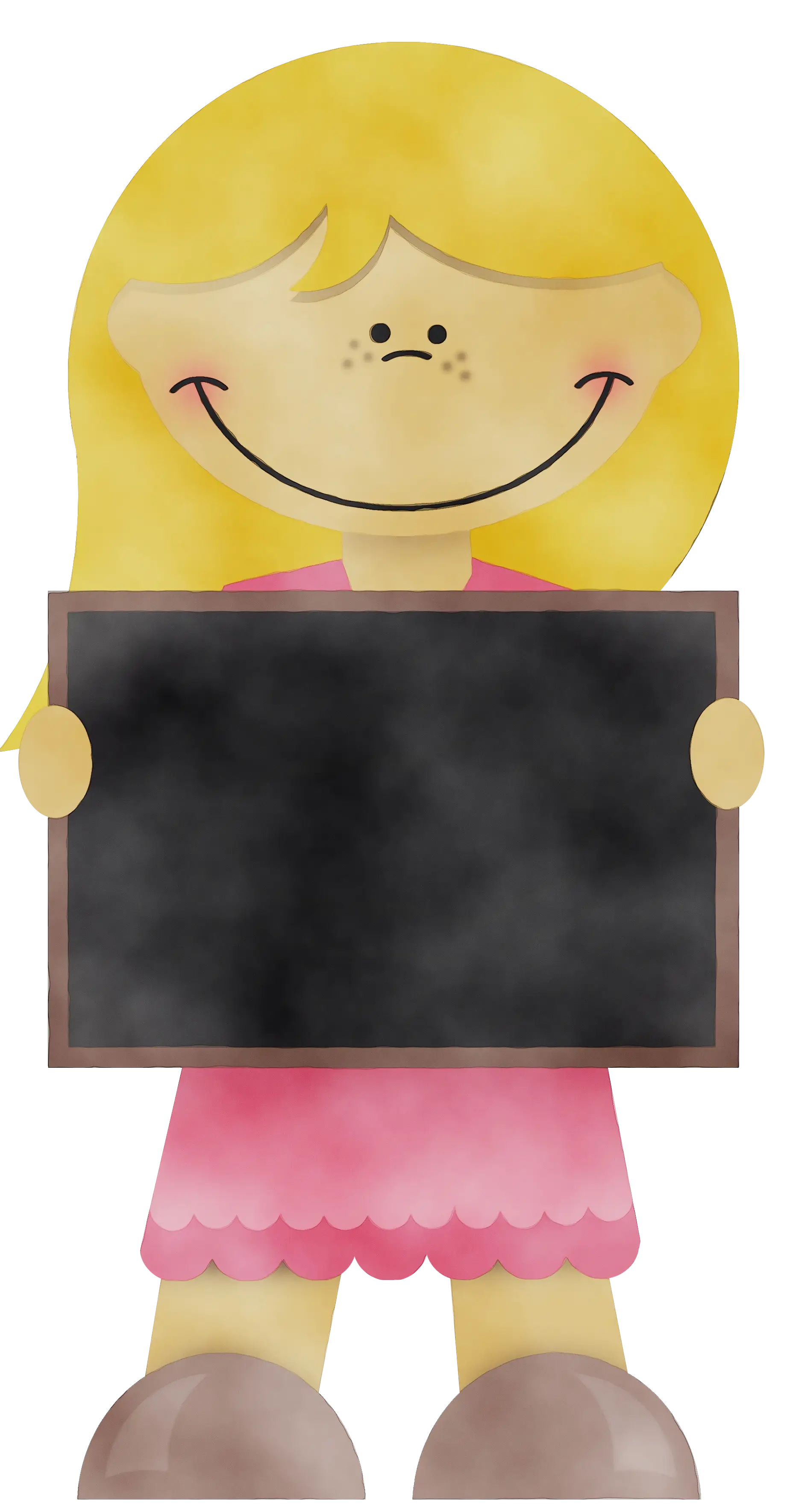 Smiling Blonde Girl Holding Blackboard