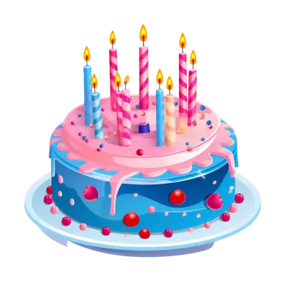 Birthday Cake with Colorful Candles