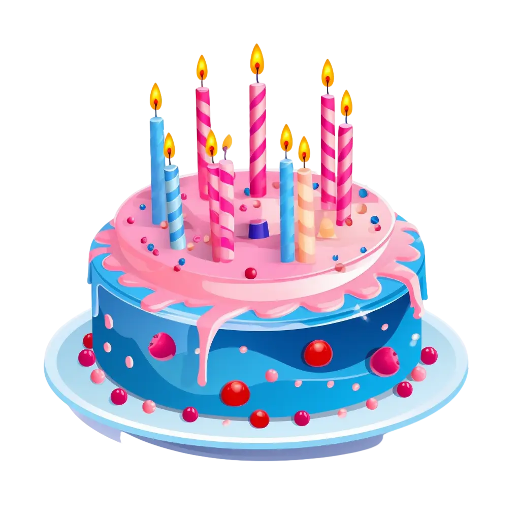 Birthday Cake with Colorful Candles