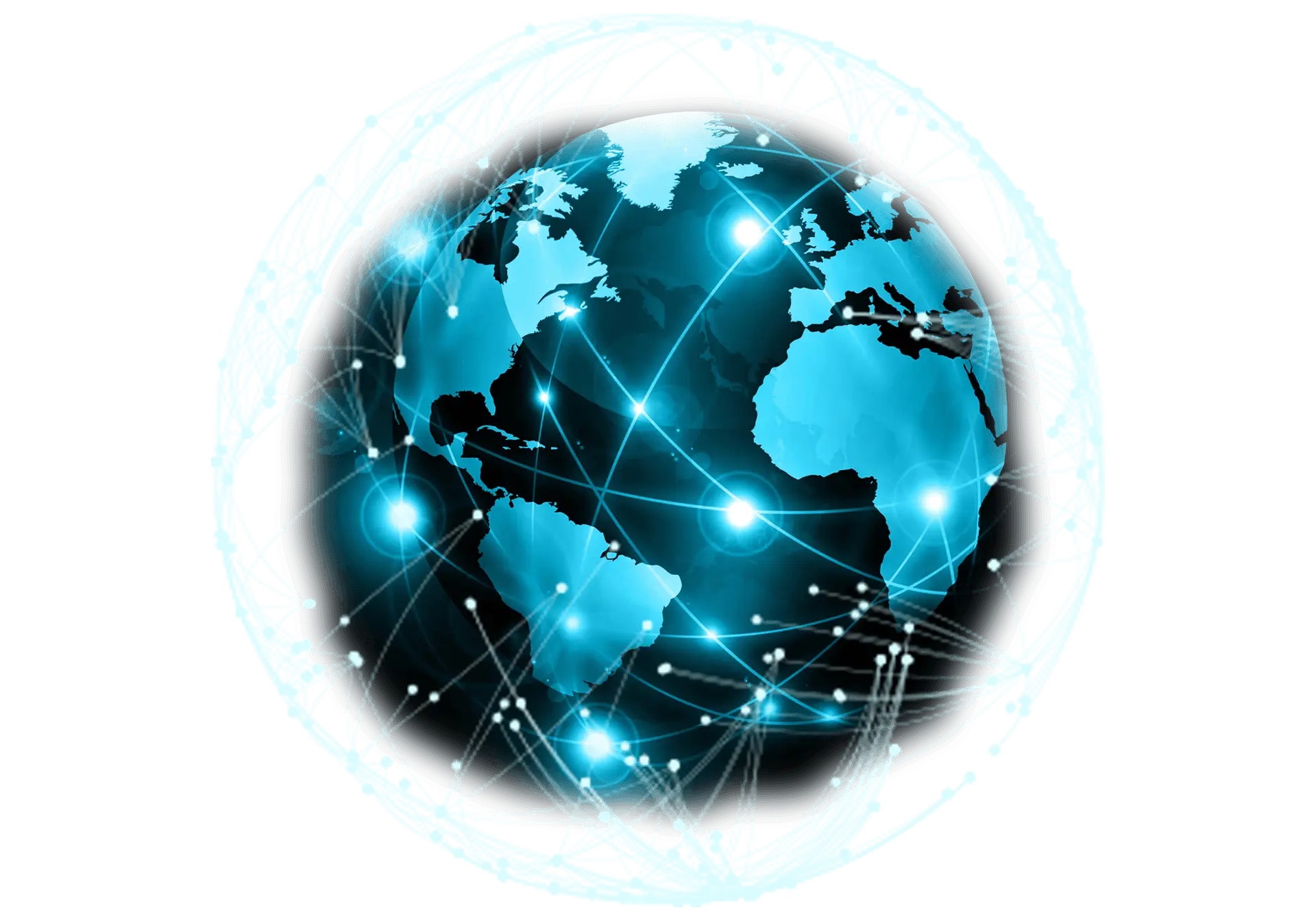 Blue Digital Globe with Network Connections Illustration