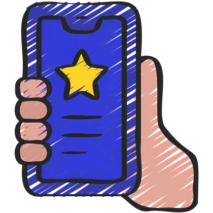Hand Holding Smartphone with Star on Screen