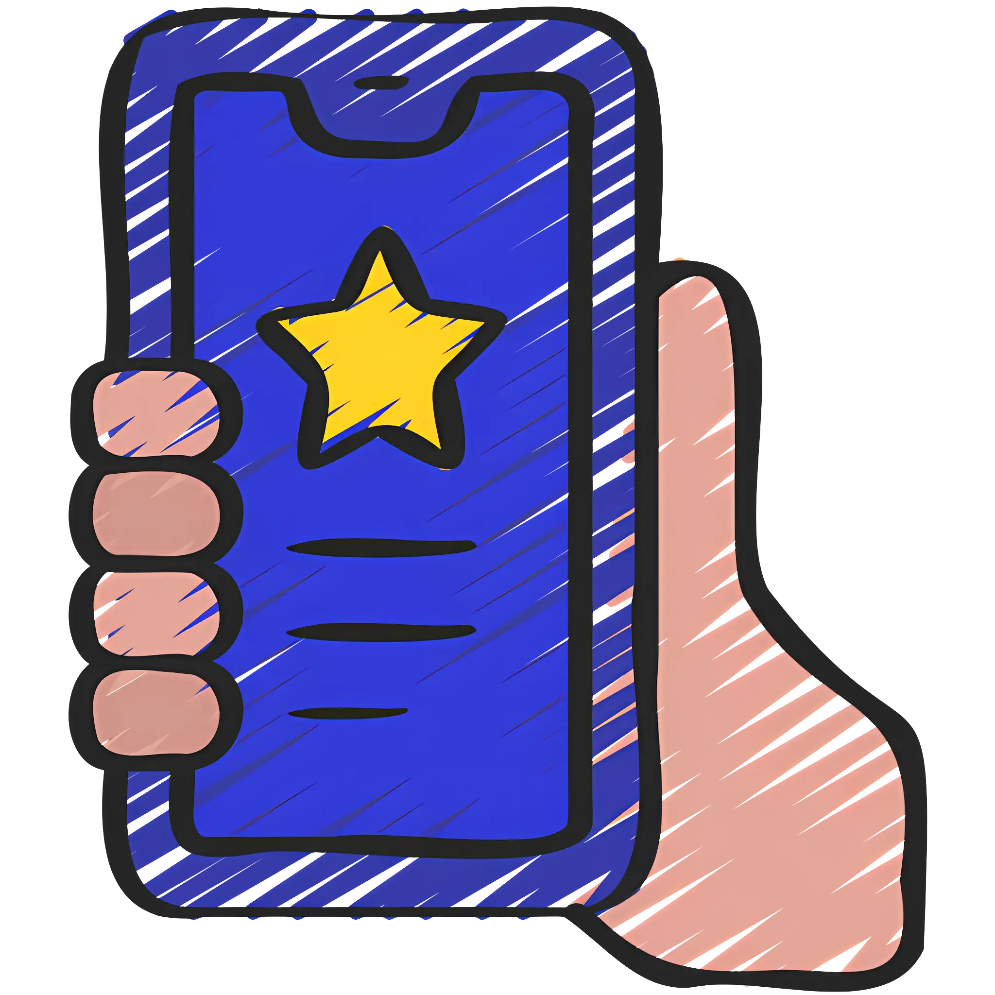 Hand Holding Smartphone with Star on Screen