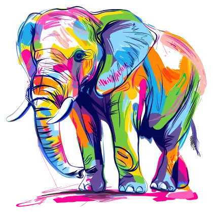 Multicolored Pop Art Elephant Illustration