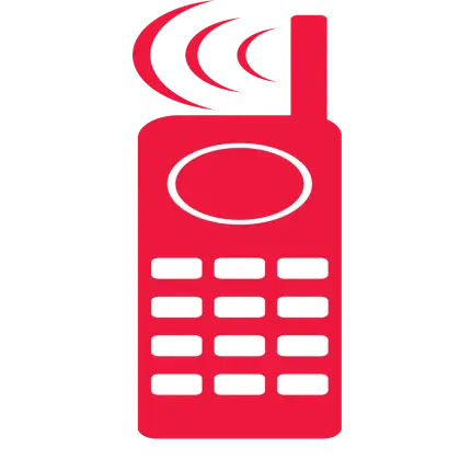 Red Mobile Phone Icon with Signal Symbol
