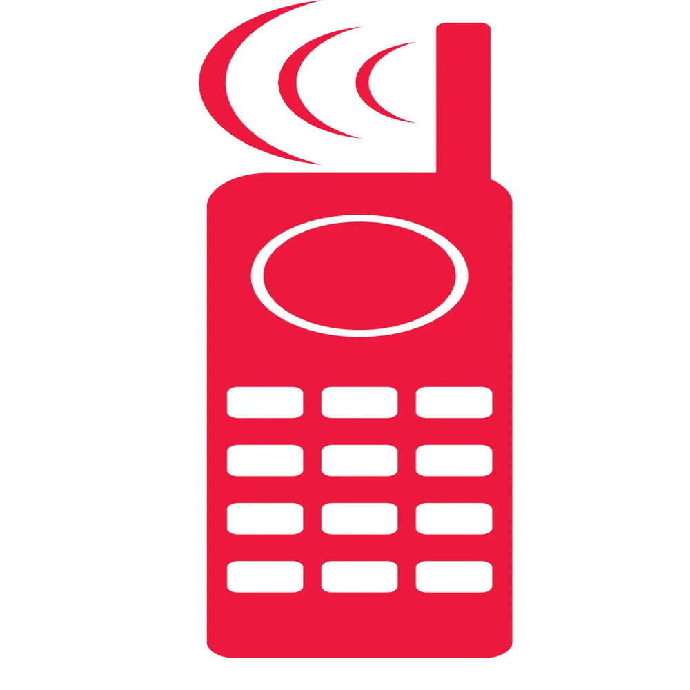 Red Mobile Phone Icon with Signal Symbol
