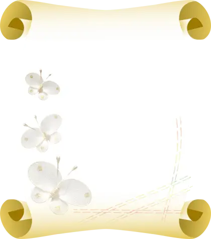 Golden Decorative Scroll with Butterflies