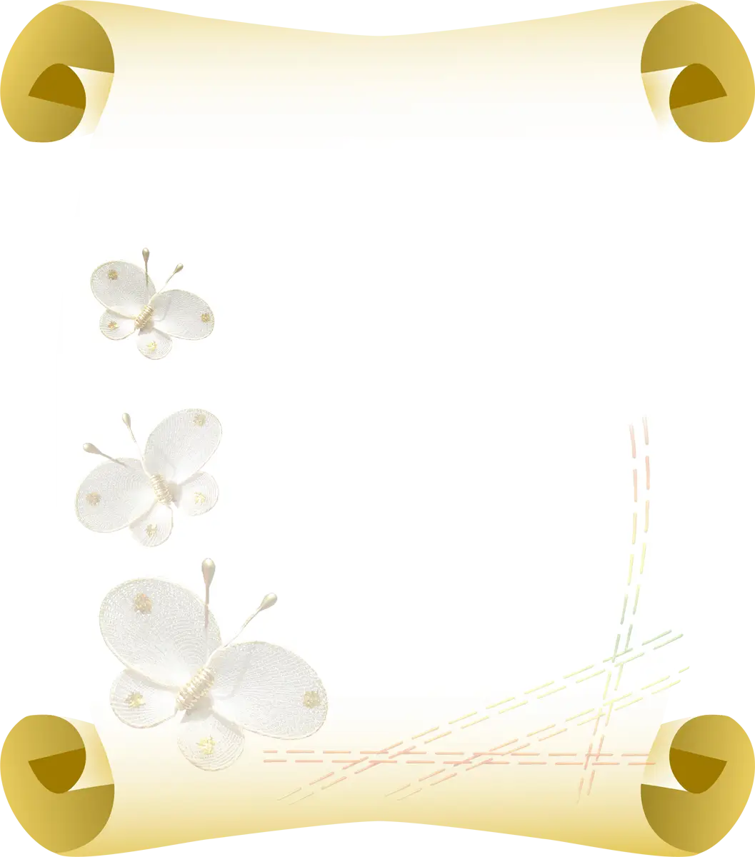 Golden Decorative Scroll with Butterflies