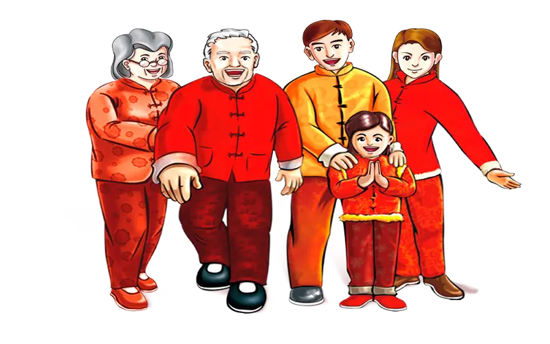 Happy Family in Traditional Clothing