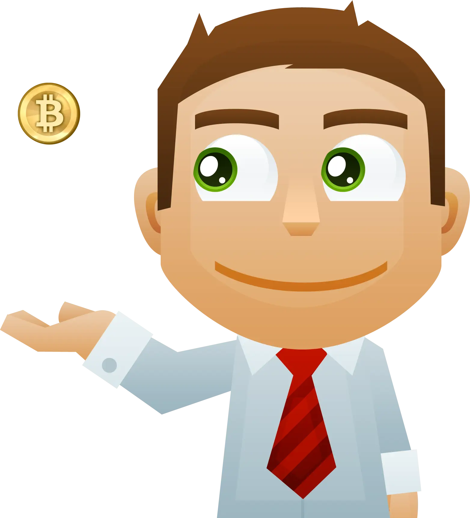 Cartoon Businessman Holding Bitcoin