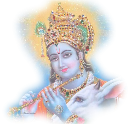 Hindu Deity with Flute and Cow