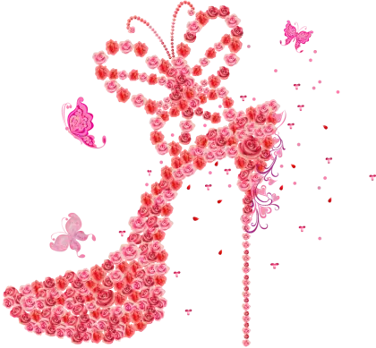 Floral Shoe with Butterflies