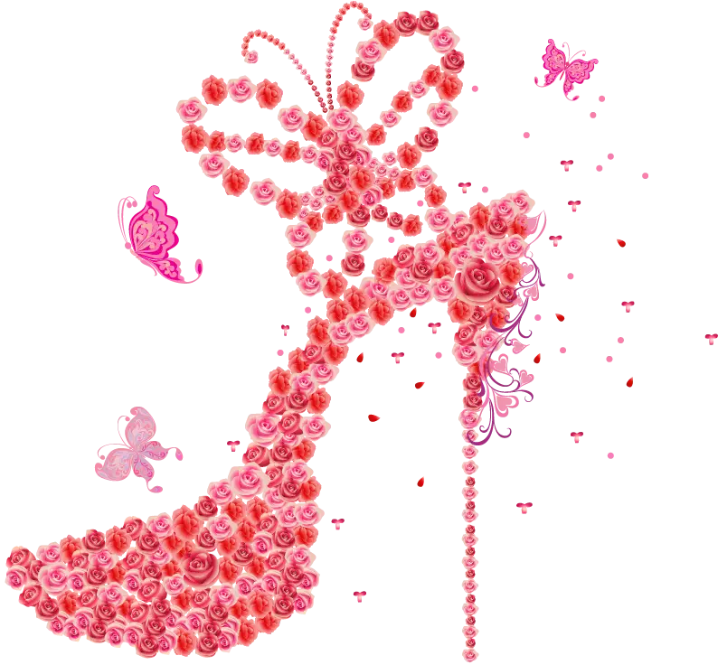 Floral Shoe with Butterflies