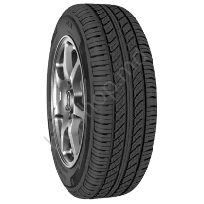 Black Car Tire with Tread and Metal Rim